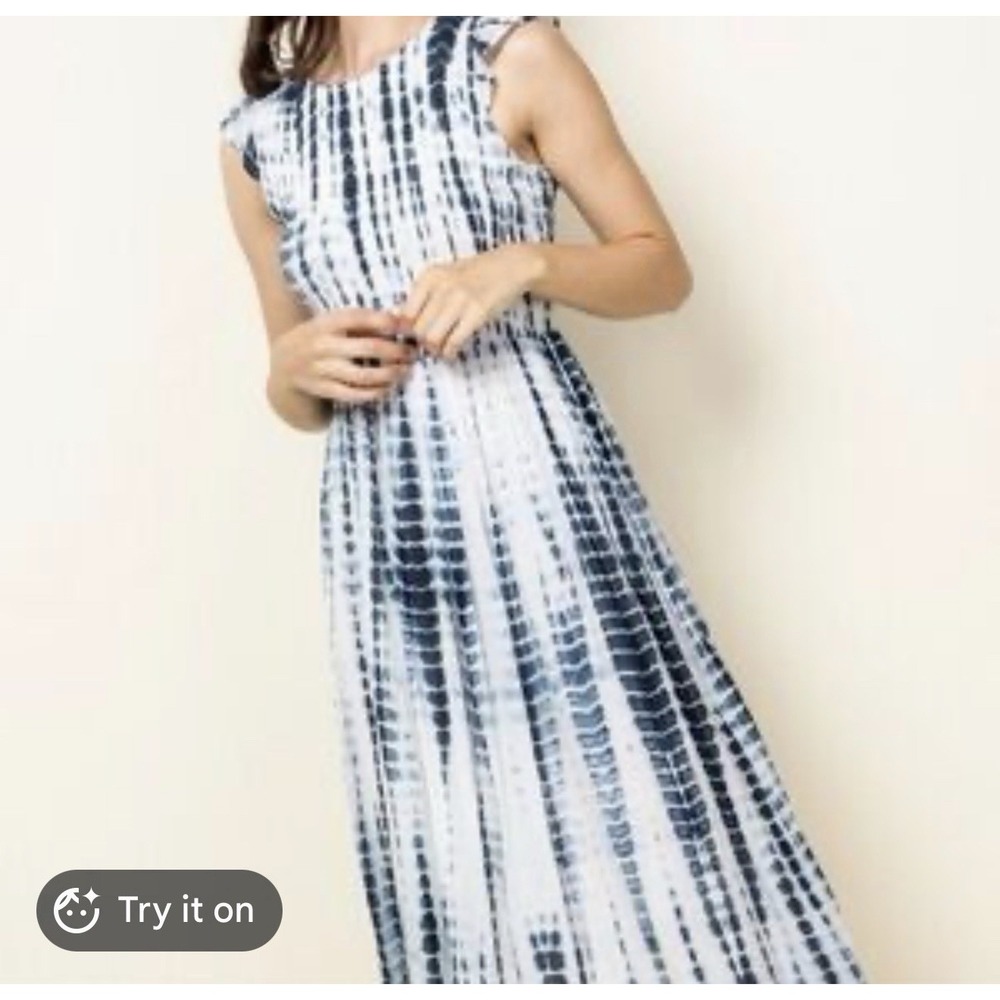 THML Tie Dye Maxi Dress Blue White S cottagecore bohemian hippie